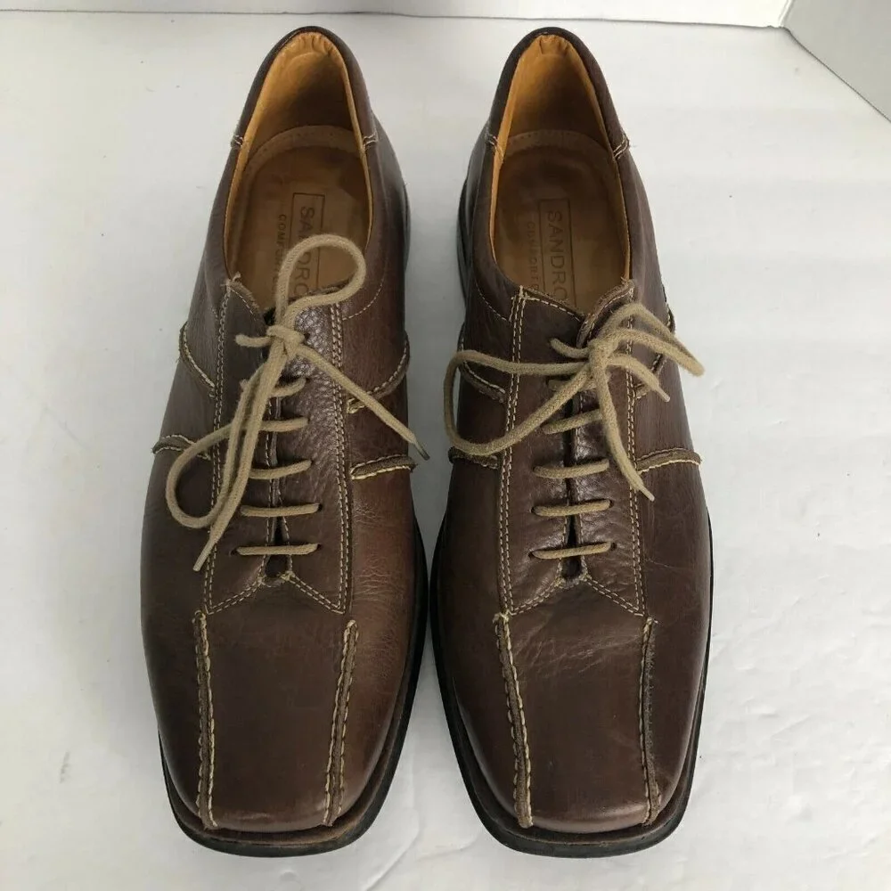 SANDRO Leather Oxfords Men's size 10 D Brown Square Toe Lace Up